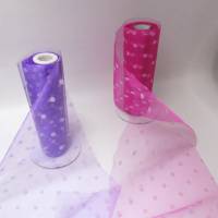 Tischband lila oder pink gepunktet 15cm breit  zum basteln Dekorieren Organza - Kindergeburtstag - Schulanfang Bild 1