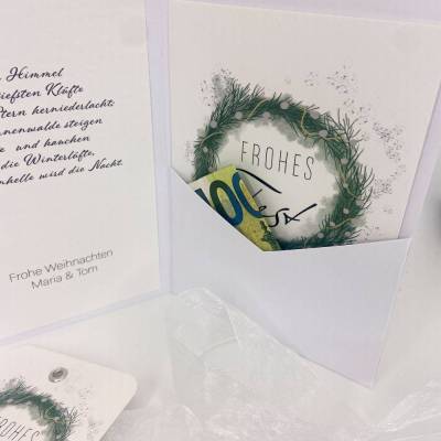 Geldgeschenk Weihnachten "Frohes Fest" | Geschenkschachtel | personalisiertes Weihnachtsgeschenk