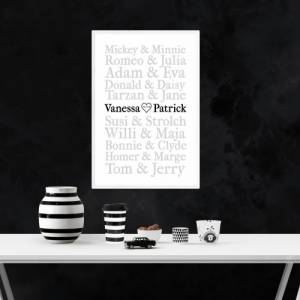 Poster BERÜHMTE PAARE mit Namen, Datum | Personalisiert | Hochzeitsgeschenk | Geschenk Paar | Sie Ihn | Hochzeit | Kunst Bild 3