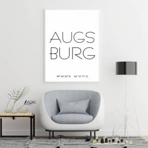 Poster AUGSBURG mit Koordinaten | Heimatstadt | Stadtposter | Personalisiert | Stadt Geschenk | Kunstdruck | Umzug Einzu Bild 4