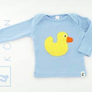Shirt Baby blau Ente , Longsleeve , Langarmshirt , Geschenk Geburt oder Taufe Bild 1