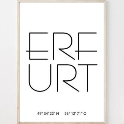 Poster ERFURT mit Koordinaten | Heimatstadt | Stadtposter | Personalisiert | Stadt Geschenk | Kunstdruck | Umzug Einzug