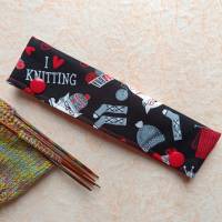 Nadelgarage, Nadelsafe, Nadeltasche für 15 cm lange Sockennadeln, mit strickenden Katzen, i love knitting Bild 2