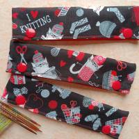 Nadelgarage, Nadelsafe, Nadeltasche für 15 cm lange Sockennadeln, mit strickenden Katzen, i love knitting Bild 3