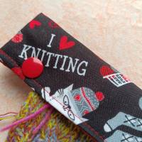 Nadelgarage, Nadelsafe, Nadeltasche für 15 cm lange Sockennadeln, mit strickenden Katzen, i love knitting Bild 6