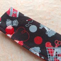Nadelgarage, Nadelsafe, Nadeltasche für 15 cm lange Sockennadeln, mit strickenden Katzen, i love knitting Bild 8
