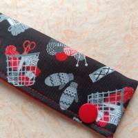 Nadelgarage, Nadelsafe, Nadeltasche für 15 cm lange Sockennadeln, mit strickenden Katzen, i love knitting Bild 9