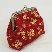 Tasche klein, mini Clutch, rot, gold, Kirschblüten Bild 2