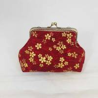 Tasche klein, mini Clutch, rot, gold, Kirschblüten Bild 3