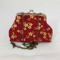 Tasche klein, mini Clutch, rot, gold, Kirschblüten Bild 4