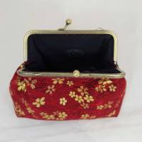 Tasche klein, mini Clutch, rot, gold, Kirschblüten Bild 6