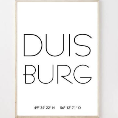 Poster DUISBURG mit Koordinaten | Heimatstadt | Stadtposter | Personalisiert | Stadt Geschenk | Kunstdruck | Umzug Einzu