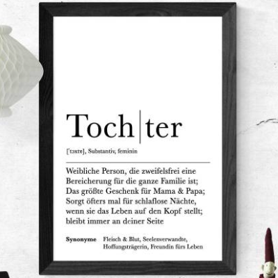 Poster TOCHTER | Danke | Kind | Geschenk | Definition | Schwangerschaft | Vorfreude | Geburtstag | Kunstdruck | Papas Pr