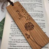 Lesezeichen aus Holz, Pusteblume personalisiert, aus Kirschvollholz, Geschenk zur Einschulung Bild 3