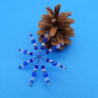 Stern, Perlenstern, blau klar silber , Weihnachtsdekoration, Anhänger, Advent, Deko, Geschenkanhänger, Baumschmuck Bild 2