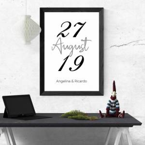 Poster BIG DATE mit Datum & Namen | Personalisiert | Hochzeitstag | Jahrestag | Jubiläum | Geschenk für Sie und Ihn | Li Bild 1