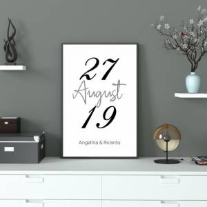 Poster BIG DATE mit Datum & Namen | Personalisiert | Hochzeitstag | Jahrestag | Jubiläum | Geschenk für Sie und Ihn | Li Bild 2
