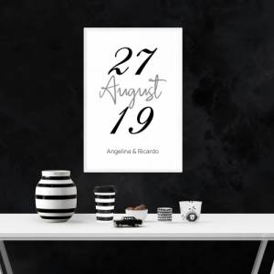 Poster BIG DATE mit Datum & Namen | Personalisiert | Hochzeitstag | Jahrestag | Jubiläum | Geschenk für Sie und Ihn | Li Bild 3