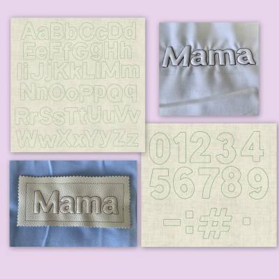 Stickdatei Buchstaben 3D Trapunto, Zahlen, Stickschaum, Schrift Set 872