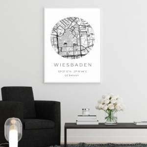 Poster WIESBADEN STADTPLAN mit Koordinaten | Heimatstadt | Stadtposter | Personalisiert | Map | Karte Geschenk | Kunstdr Bild 2