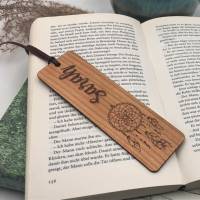 Lesezeichen aus Holz, Traumfänger personalisiert, aus Kirschvollholz Bild 1