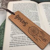 Lesezeichen aus Holz, Traumfänger personalisiert, aus Kirschvollholz Bild 3