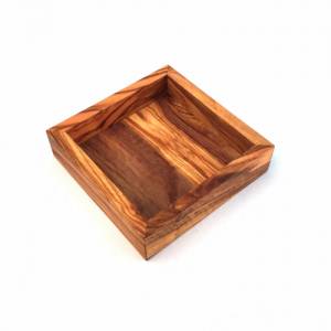 Ablage quadratisch 12 cm Holz Tablett handgefertigt aus Olivenholz Bild 1