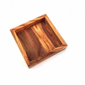 Ablage quadratisch 12 cm Holz Tablett handgefertigt aus Olivenholz Bild 3