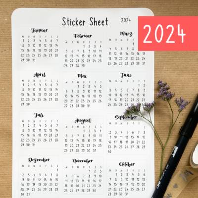 Sticker Kalender 2024 | Monate | Calendar of 2024 | Month | Bulletjournal