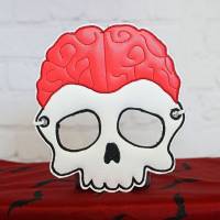 Stickdatei ITH Halloweenmaske Totenkopf mit Gehirn Bild 3
