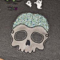 Stickdatei ITH Halloweenmaske Totenkopf mit Gehirn Bild 5