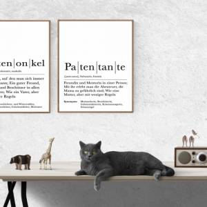 Poster Set PATENONKEL & PATENTANTE | Definition | Geschenkidee Familie | Danke | Personalisiertes Geschenk | Kunstdruck Bild 2