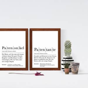 Poster Set PATENONKEL & PATENTANTE | Definition | Geschenkidee Familie | Danke | Personalisiertes Geschenk | Kunstdruck Bild 3