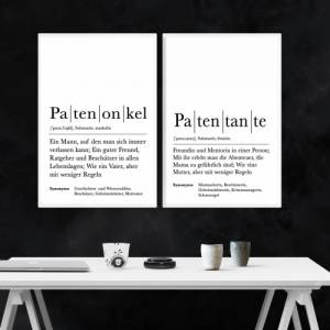 Poster Set PATENONKEL & PATENTANTE | Definition | Geschenkidee Familie | Danke | Personalisiertes Geschenk | Kunstdruck Bild 4