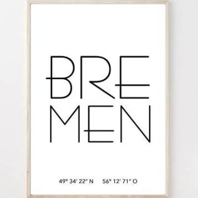 Poster BREMEN mit Koordinaten | Heimatstadt | Stadtposter | Personalisiert | Stadt Geschenk | Kunstdruck | Umzug Einzug