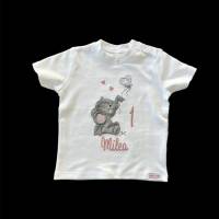 Geburtstagsshirt mit süßem Elefant, Namen und Zahl bestickt, Shirt zum Kindergeburtstag personalisiert Bild 1