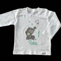 Geburtstagsshirt mit süßem Elefant, Namen und Zahl bestickt, Shirt zum Kindergeburtstag personalisiert Bild 7