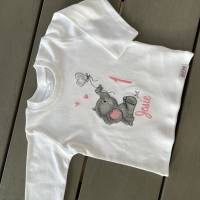 Geburtstagsshirt mit süßem Elefant, Namen und Zahl bestickt, Shirt zum Kindergeburtstag personalisiert Bild 8
