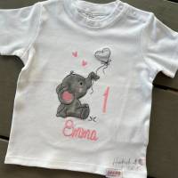 Geburtstagsshirt mit süßem Elefant, Namen und Zahl bestickt, Shirt zum Kindergeburtstag personalisiert Bild 9