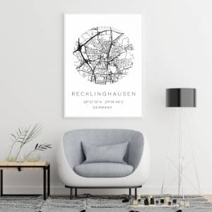 Poster RECKLINGHAUSEN STADTPLAN mit Koordinaten | Heimatstadt | Stadtposter | Personalisiert | Map | Karte Geschenk Kuns Bild 4
