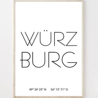 Poster WÜRZBURG mit Koordinaten | Heimatstadt | Stadtposter | Personalisiert | Stadt Geschenk | Kunstdruck | Umzug Einzu