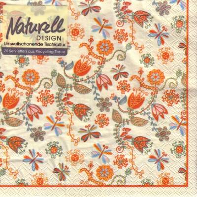 Lunchservietten Fleur, 20 Servietten mit Blumenranken von Venceremos