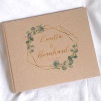 Gästebuch Notizbuch nachhaltig Green Wedding personalisierbar Design "Eukalyptus Gold" Bild 1