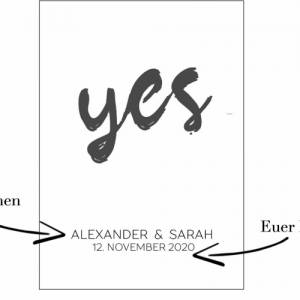 Poster YES mit Namen und Hochzeitstag | Personalisiert | Hochzeitsgeschenk | Hochzeit | Brautpaar | Namen | Digitaldruck Bild 5