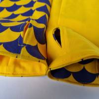 Armstulpen mit Daumenloch - wendbar - in lila-senf mit gelb "Muscheln" von he-ART by helen hesse Bild 5