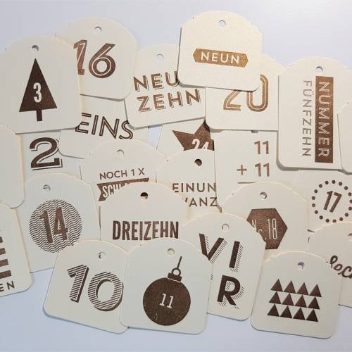 Adventskalenderzahlen, Adventskalender Zahlen, gestempelt