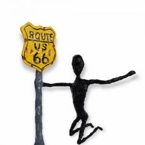 Figur Pop Art "Sprung am Schild Route 66" USA Skulptur Bild 6