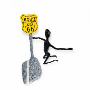 Figur Pop Art "Sprung am Schild Route 66" USA Skulptur Bild 7