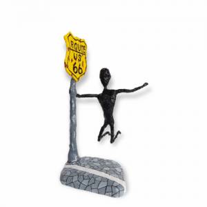 Figur Pop Art "Sprung am Schild Route 66" USA Skulptur Bild 8