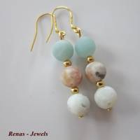 Edelstein Ohrhänger Amazonit 925 Silber vergoldet braun grün goldfarben Perlen Ohrringe Bild 3